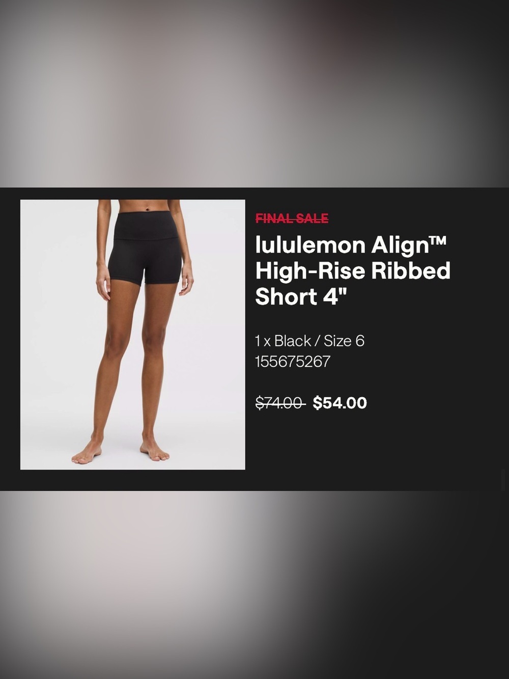 Lululemon Align High Rise Ribbed Short 4" Sz 6